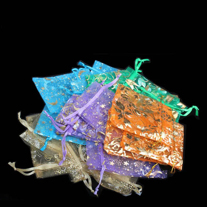 50 Pcs Mini Drawstring Organza Jewelry Pouch Gift Bags Wedding Candy Pendant