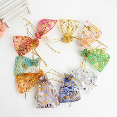 50 Pcs Mini Drawstring Organza Jewelry Pouch Gift Bags Wedding Candy Pendant