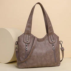 Retro PU Leather Shoulder Bag Zipper Front Crossbody Bag For Women