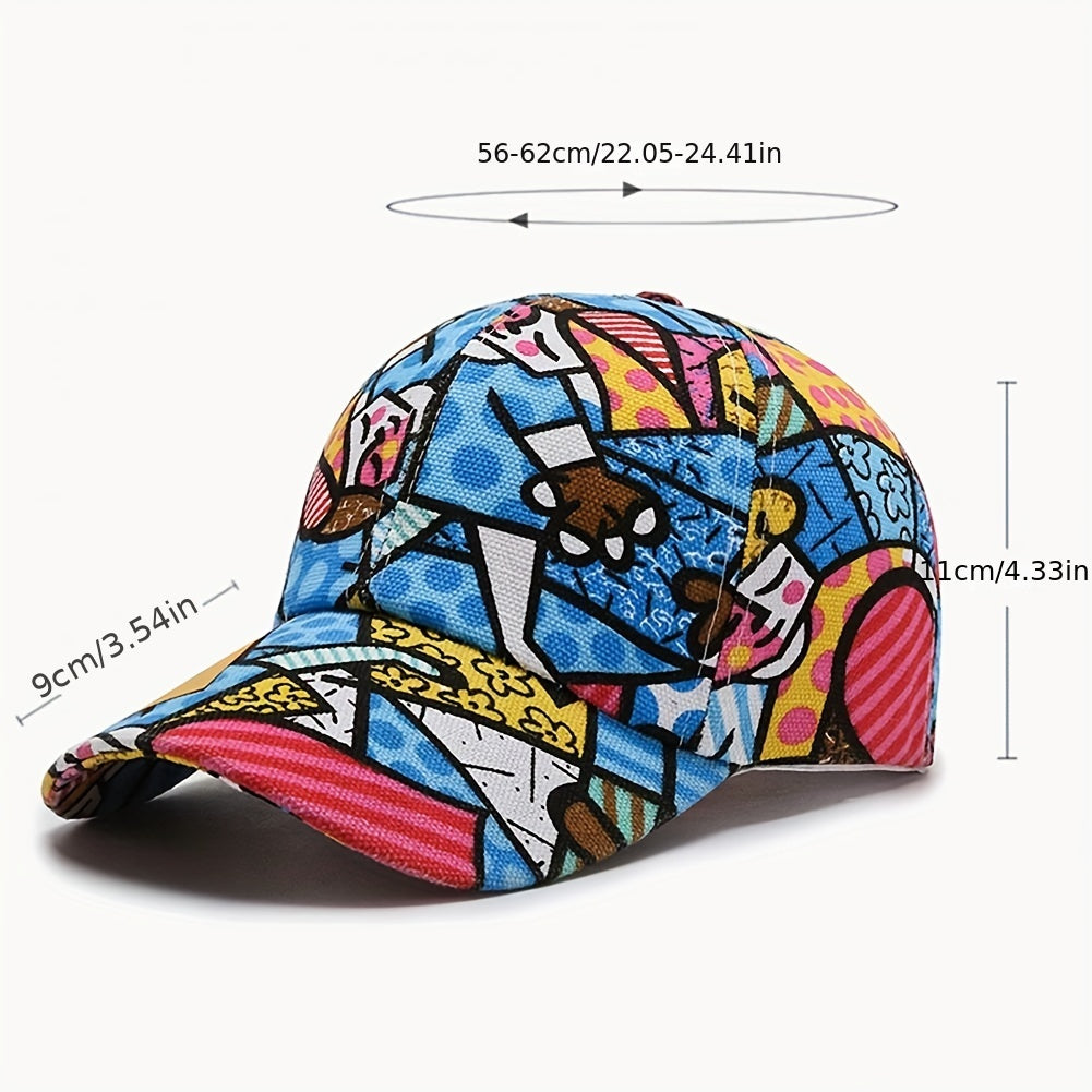 Graffiti Print Baseball Cap Cotton Shade Hat Men Women Adjustable Letter Hat