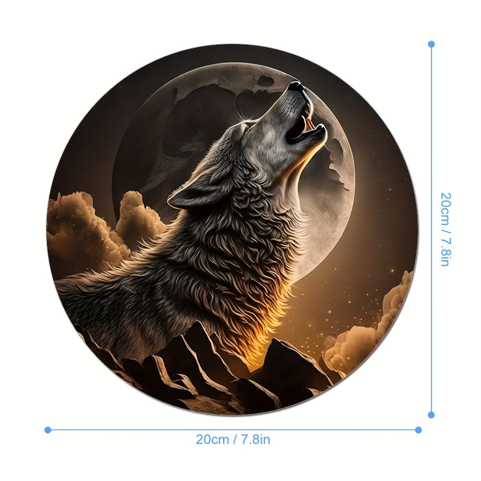 Indian Wolf Round Mouse Mat Mouse Pad with Non Slip Rubber Base - Small Size