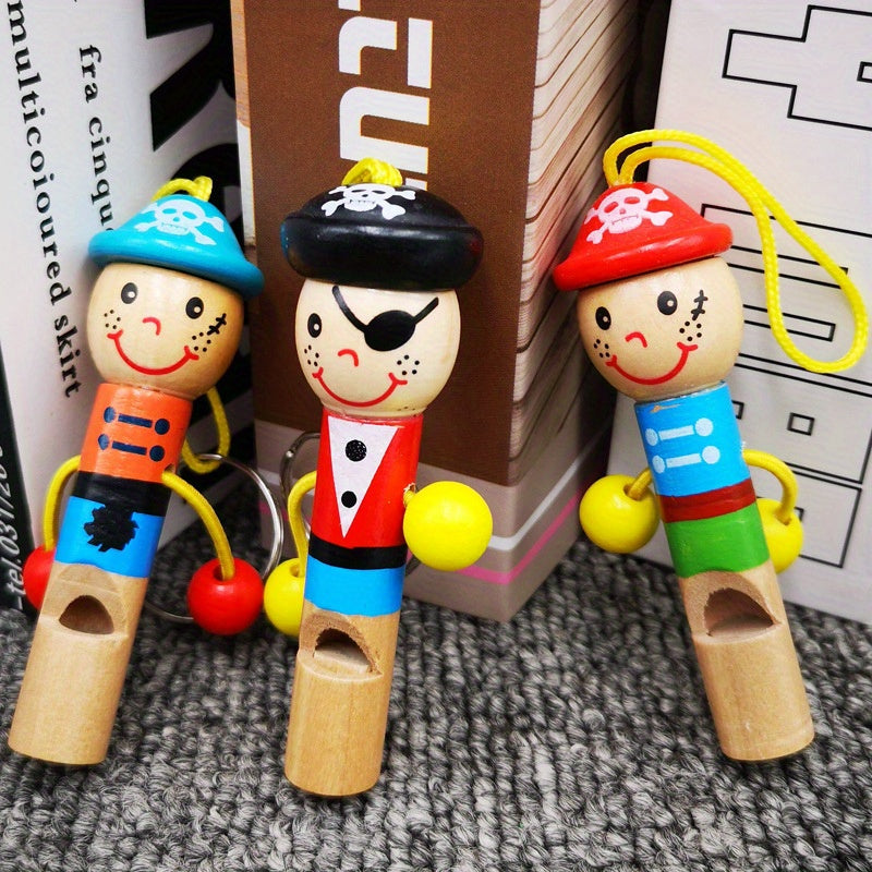 Pirate Whistle Key Chain Lockable Wooden