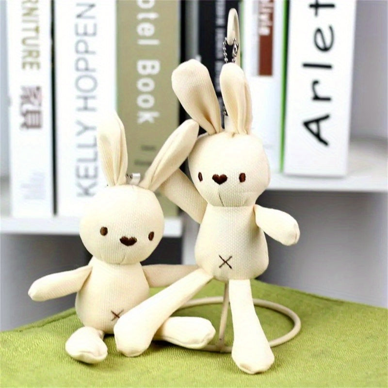 6pcs Corn Rabbit Plush Toy Beige & Rabbit with Brown Ears Overalls & Red Pants