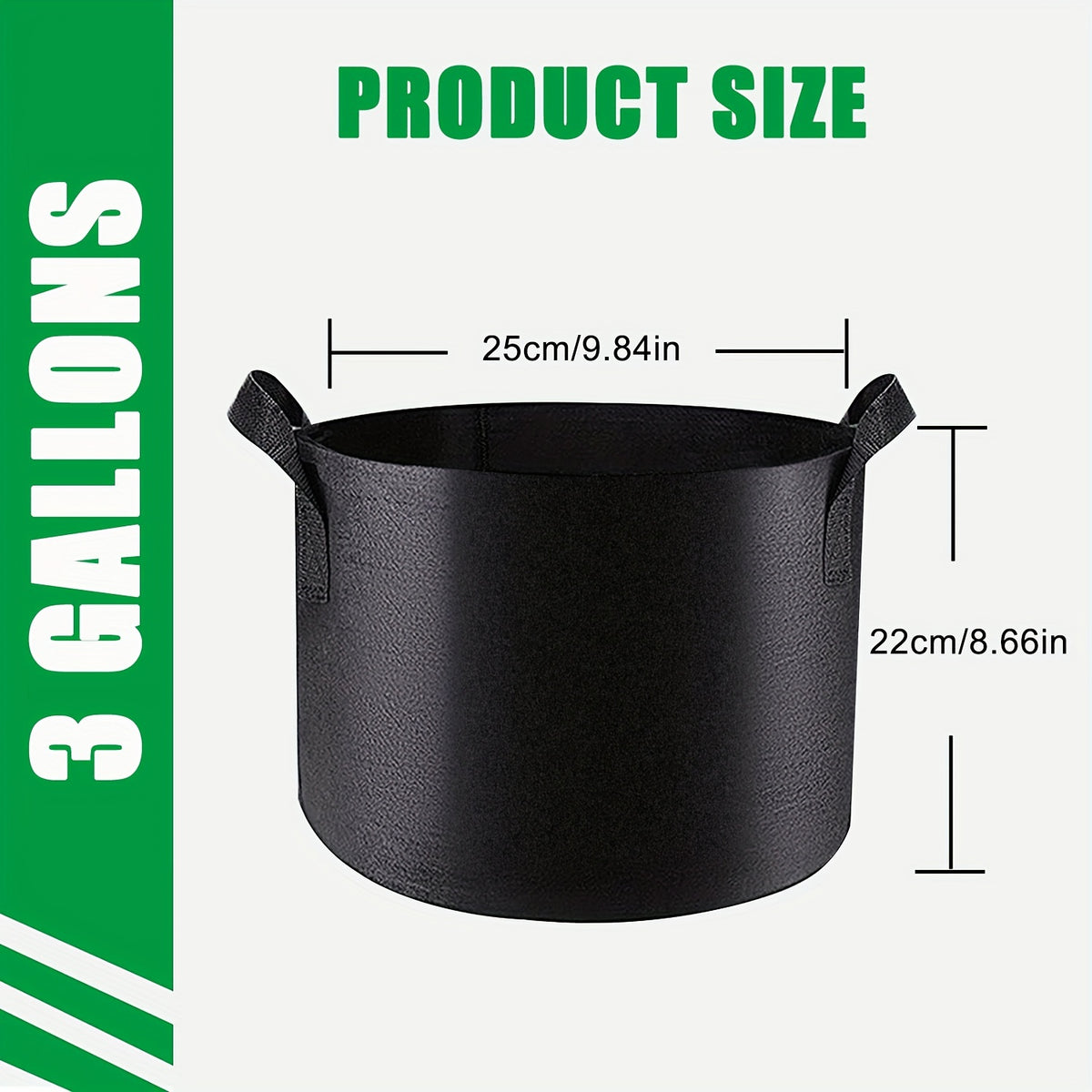 5pcs Heavy Duty Non Woven Grow Bags with Handles for Plants 3-7 Gallon