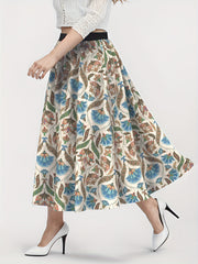  Floral High Waist A-line Skirt