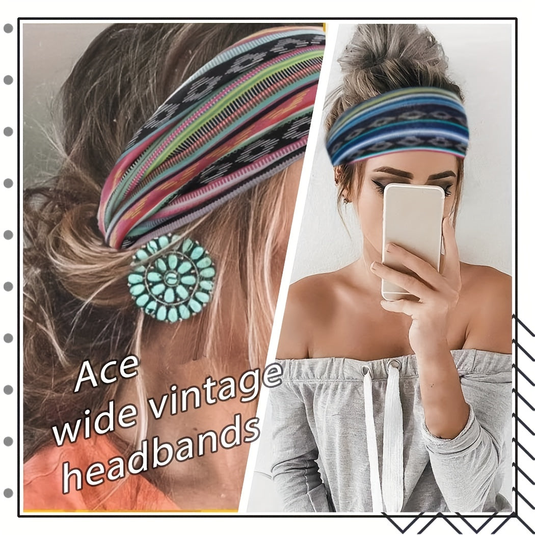 Boho Headband Sports Sweatband For Yoga Women Girls Nonslip Hair Band