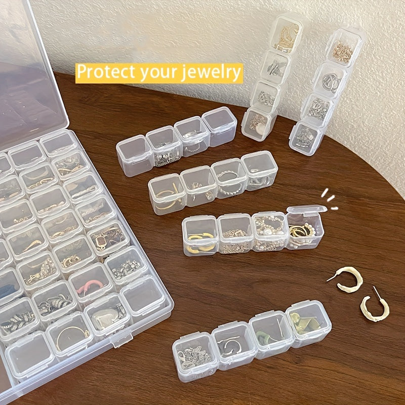 Clear Plastic Storage Box Nail Art Jewelry Case 28 Grids