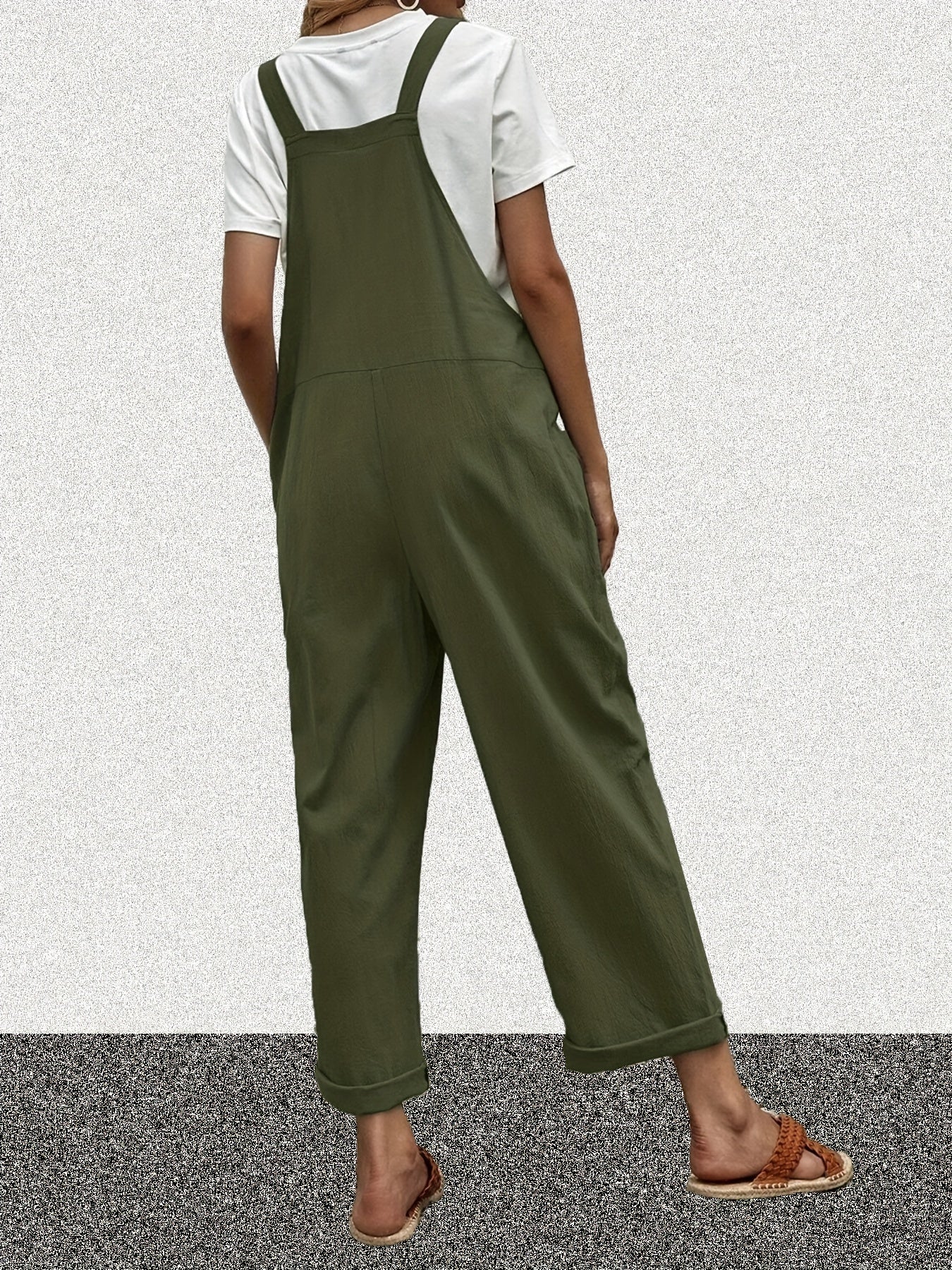  Casual Overalls Women's Plus Solid Knot Wide Leg Jumpsuit
