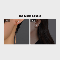 Flower Shape Zircon Threader Earrings Long Chain Body Piercing Jewelry