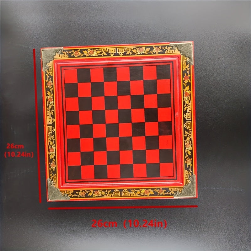 Vintage 3D Resin Chess Pieces Wooden Table Chess Game