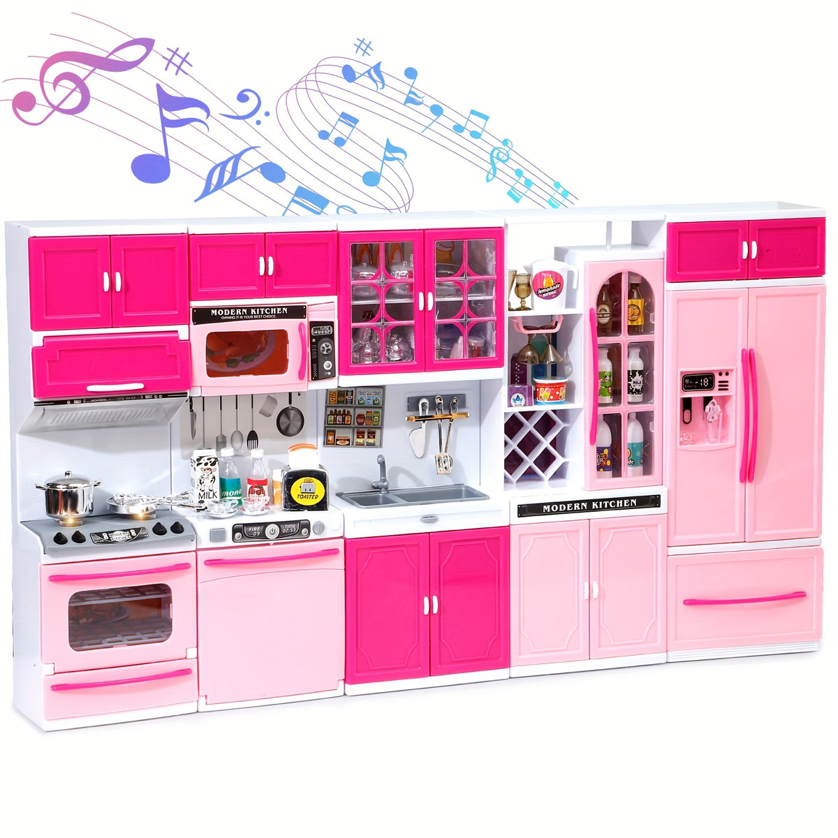 MQUDUO Pink Kitchen Set Pretend Play Toys for Christmas Halloween Thanksgiving E