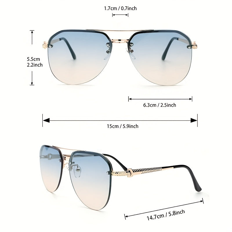 Top Bar Aviator Sunglasses Gradient Metal UV400