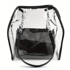 Clear Large Tote Bag Women's PVC Shoulder Handbag