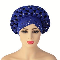 Braided Turban Cap Rhinestone Head Wrap Bonnet Beanie Head Scarf Chemo Hats