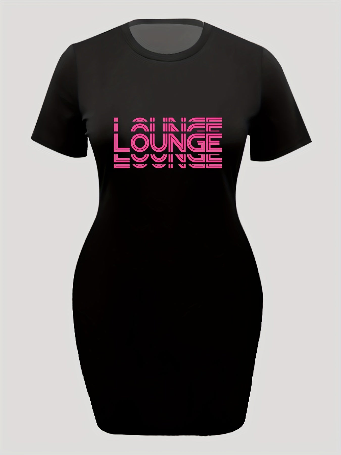 Women's Plus Size Art Letter Print Round Neck Tee Dress