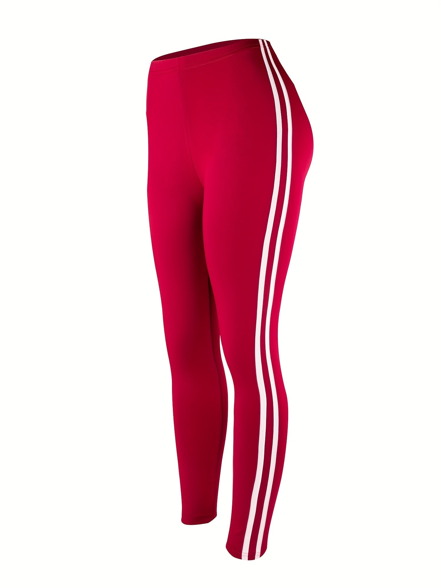 High Waist Yoga Leggings with Vertical Stripes for Sports