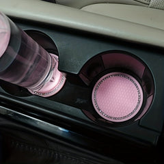 2Pcs Car Diamond Coaster Cup Holder Mat Auto Interior Decoration