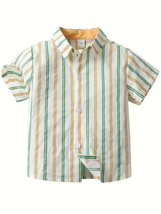 Boys Striped Shirt Preppy Style Summer Kids Clothes