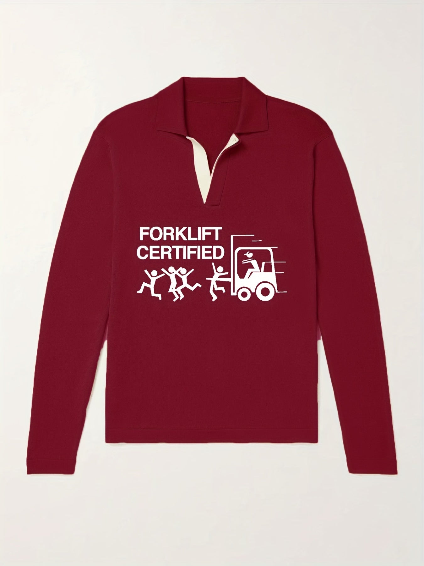 Funny Pattern Knit Polo Shirt Men's Casual Lapel Pullover Sweater