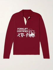 Funny Pattern Knit Polo Shirt Men's Casual Lapel Pullover Sweater