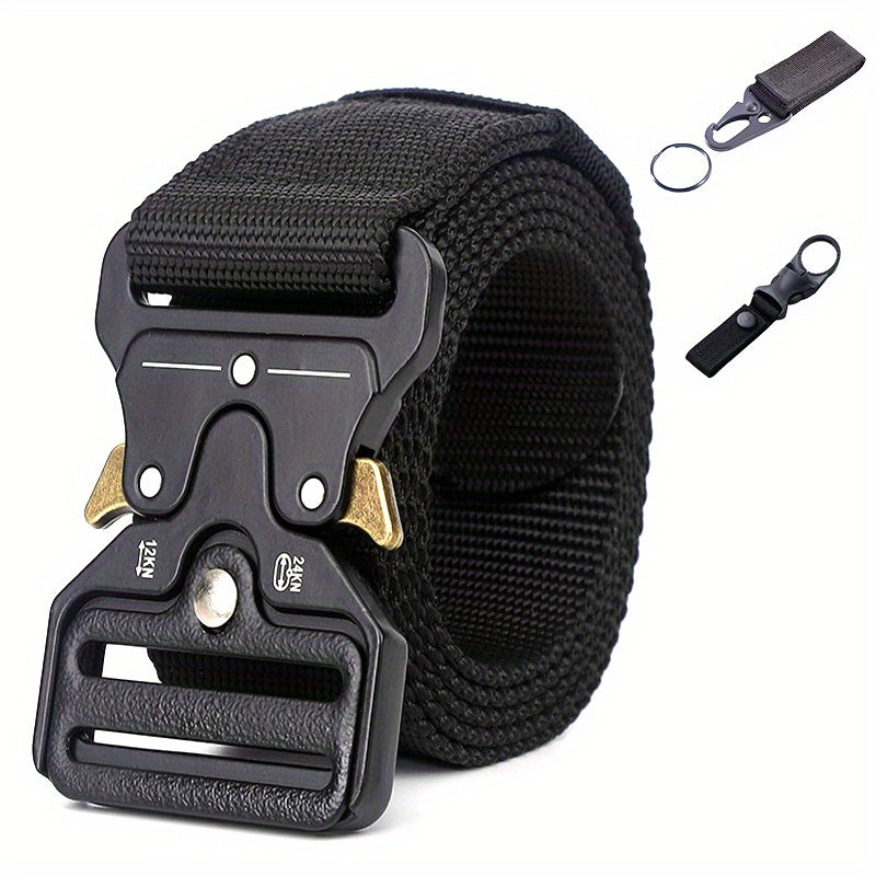 21inch Men's Nylon Tactical Belt Quick Release Buckle Elastic Stretch Canvas Web