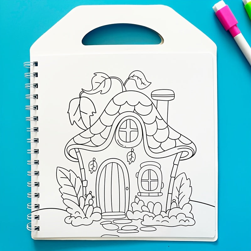 Reusable Magic Water Coloring Book & 6 Pens Set