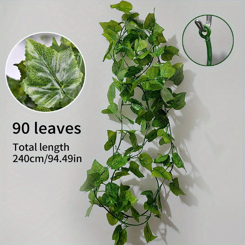 2-3m Simulation Vine with 90pcs Grape Leaves - Green Plants Decoration