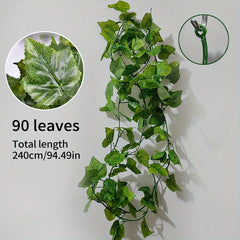 2-3m Simulation Vine with 90pcs Grape Leaves - Green Plants Decoration