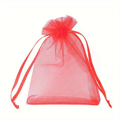 10pcs Organza Bags Drawstring Gift Bags Transparent Jewelry Holiday Party Bags