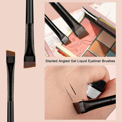 2 Pcs Angled Eyeliner Eyebrow Brush Ultra Fine Beauty Cosmetic Tool