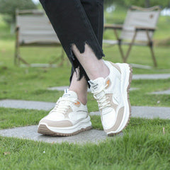 Colorblock Platform Sneakers Lace Up Outdoor Shoes Comfortable & Anti skid