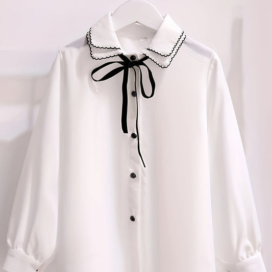 Girls Varsity Button Down Shirt Top for Fall Spring