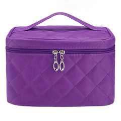 Women's Solid Cosmetic Bag Quilted Detail Hand Bag For Travel