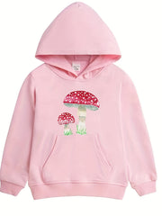 Girls Mushroom Print Hooded Sweatshirt Top Long Sleeve Hoodie Pullovers