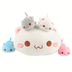 Adorable Cat Toy Set 4pcs Soft Plush Cat Toy Set 18 3 Mother & Youngsters Cat