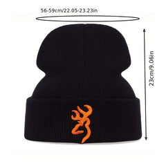 Embroidered Pattern Knitted Hat Beanie Winter Coldproof Ear Protection