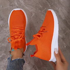Women's Breathable Mesh Platform Sneakers Casual Lace Up Outdoor Shoes
