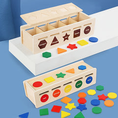 Wooden Shape Sorting Learning Box Toy for Kids Fine Motor Skills Development