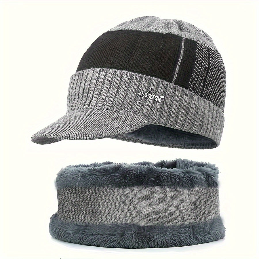Winter Knit Cap & Scarf Set Warm Knitted Hat For Men And Women