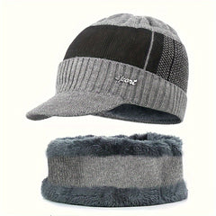 Winter Knit Cap & Scarf Set Warm Knitted Hat For Men And Women