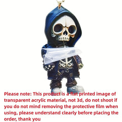 Halloween Christmas 2D Mini Skeleton Car Pendant Car Bag Keychain Decoration