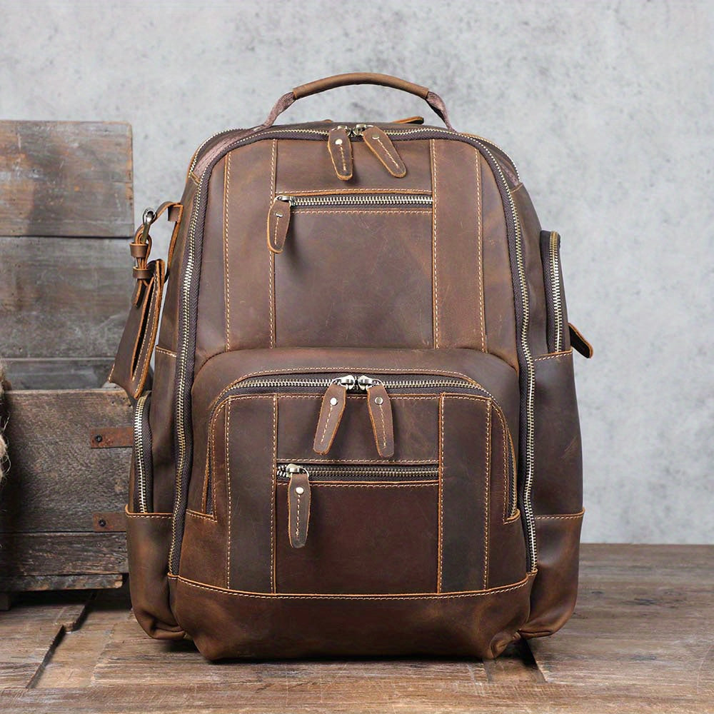 Vintage Men's Leather Backpack Classic Outdoor Travel Bag