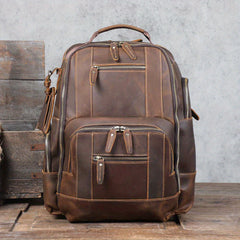 Vintage Men's Leather Backpack Classic Outdoor Travel Bag