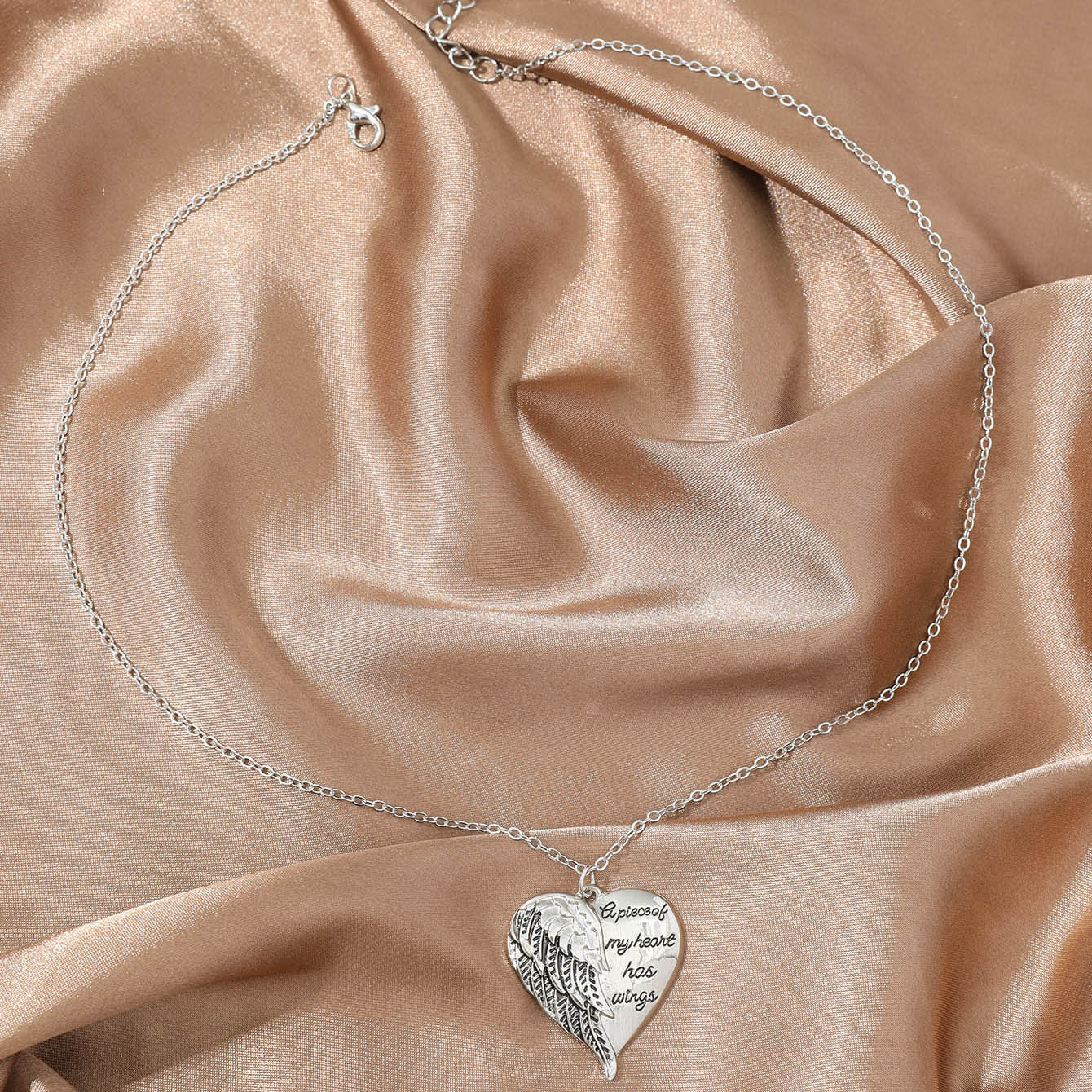 Feather Heart Letter Heart Necklace Women's Fine Jewelry