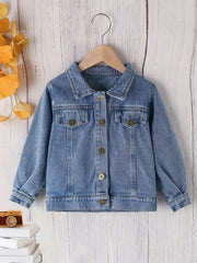 Boys Denim Jacket Button Down Lapel Coat