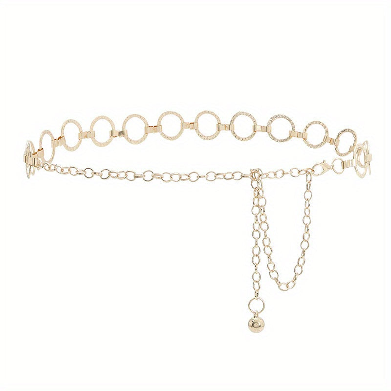 Golden Rhinestone Inlaid Pendant Waist Chain for Women