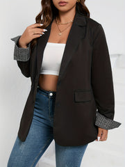  Blazer Women's Plus Solid Lapel Collar Button Blazer