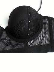 Push Up Bra with Contrast Lace Detail