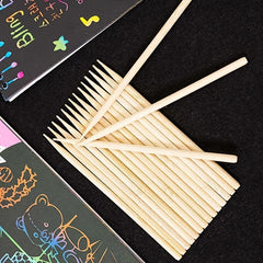 5pcs Scratch Pen Bamboo Tip Scratch Crayon Hand Painting