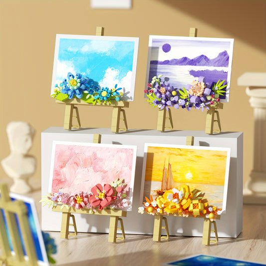 Colorful Building Block Flower Stand Decorations for Holiday Christmas & Hallowe